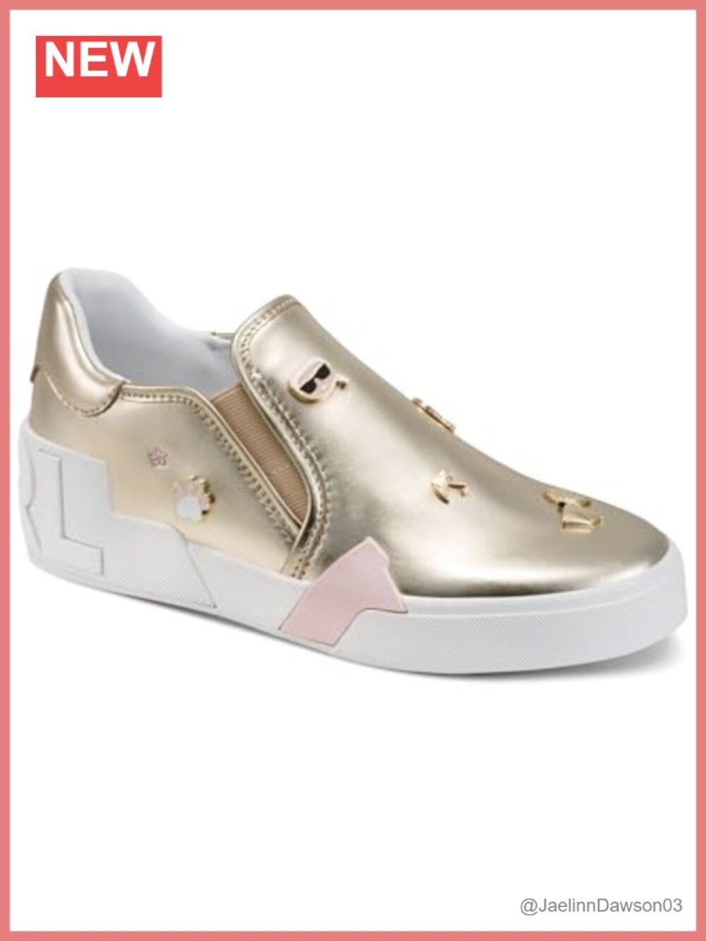 Karl Lagerfeld Maude Slip-On Sneakers with Pins, Rubber Sole, Women's Casual